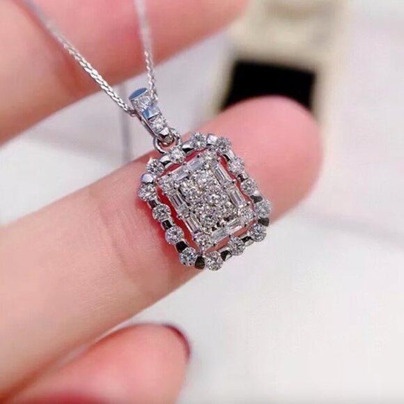 NEW 18k White Gold Diamond Necklace - Picture 6 of 6
